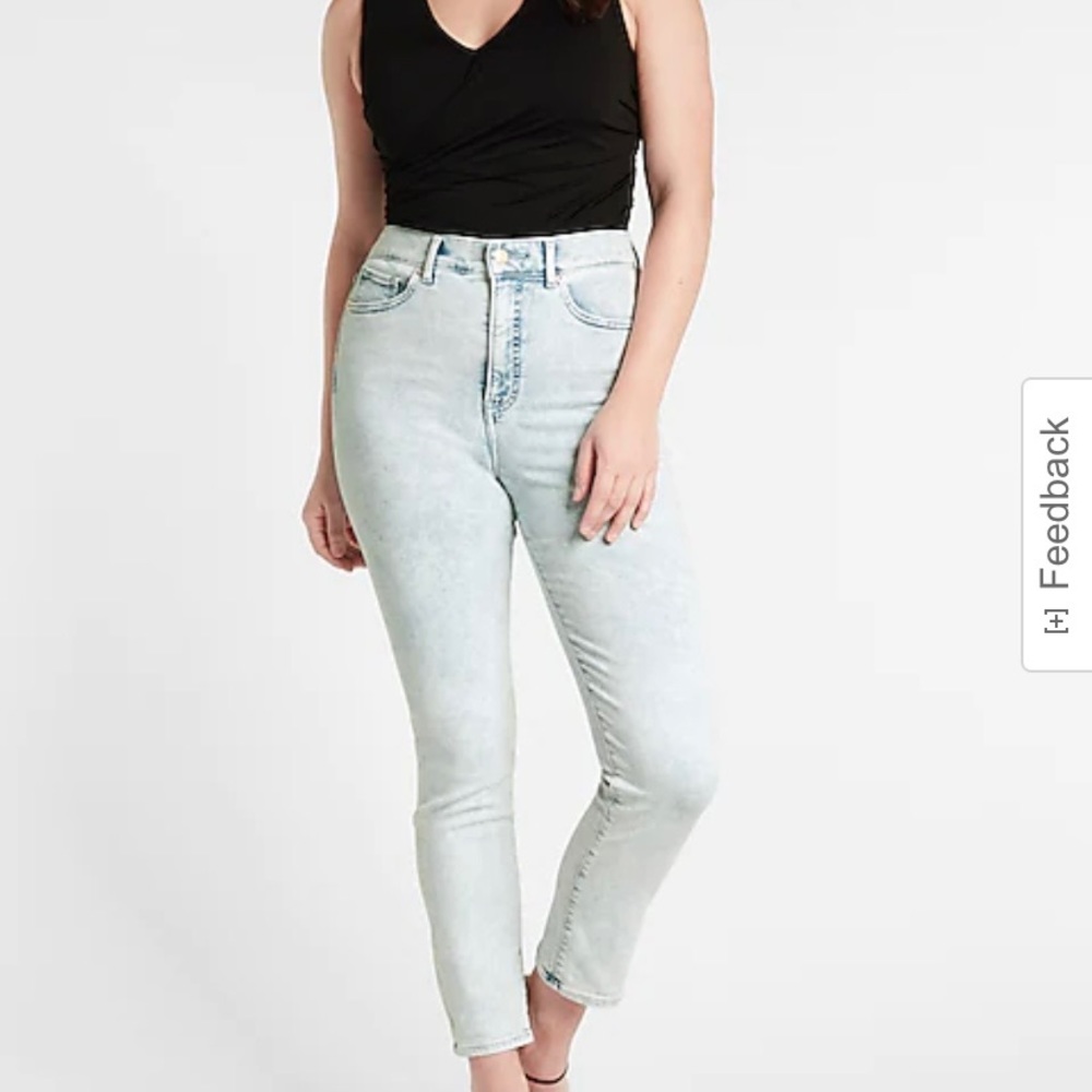 Express super high rise acid wash denim